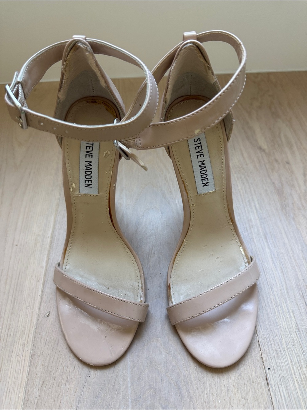 Steve Madden Nude Beige Ankle-Strap Heeled Sandals